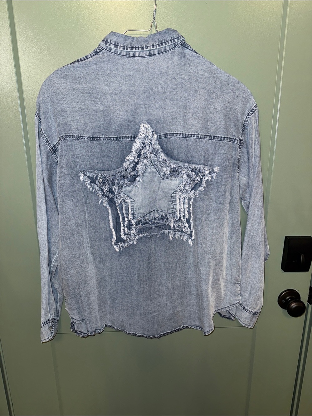NWOT Blue Velvet Light Blue Star Appliqué Button-Down Shirt